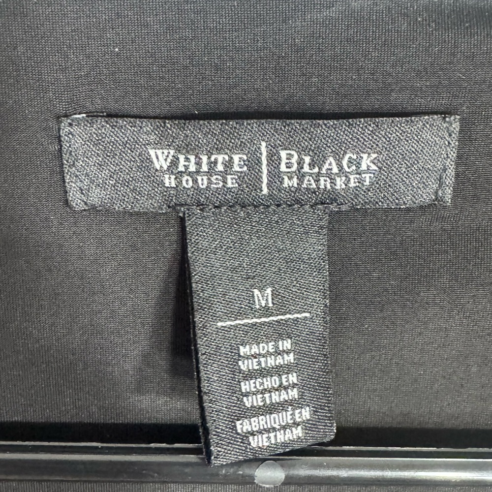White House Black Market M Black White Striped Boatneck Stretch Top 3/4 Sleeve - Picture 3 of 6